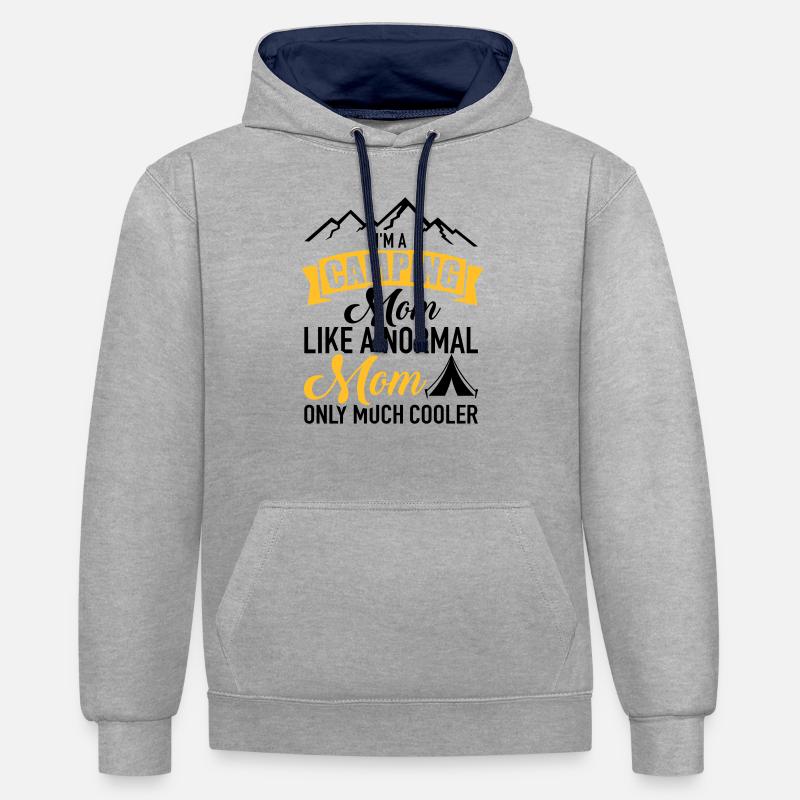 camping - Sweat à capuche contrasté - gris chiné/bleu marine