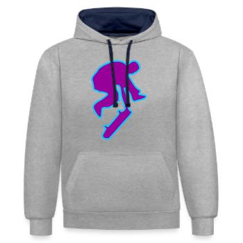 Skateboard Skater Skateboarder Skate - Kontrast-Hoodie - Grau meliert/Navy - Vorne - Liana (172cm) & Jaron (178cm)