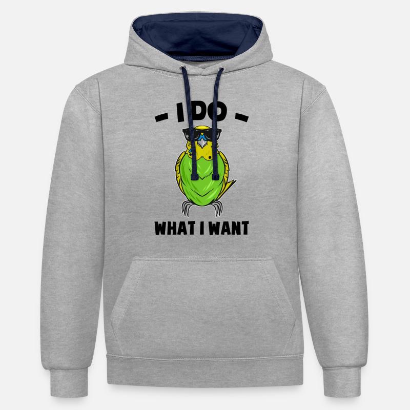 Perruche ondulée - Sweat à capuche contrasté - gris chiné/bleu marine