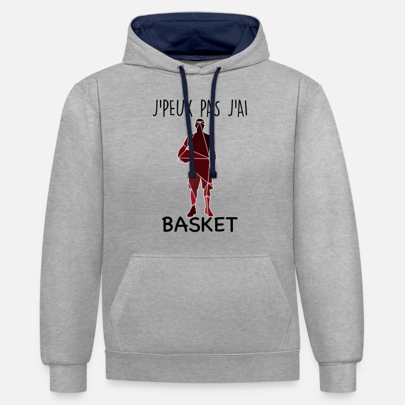 Basketteur Ballon De Basket - Sweat à capuche contrasté - gris chiné/bleu marine