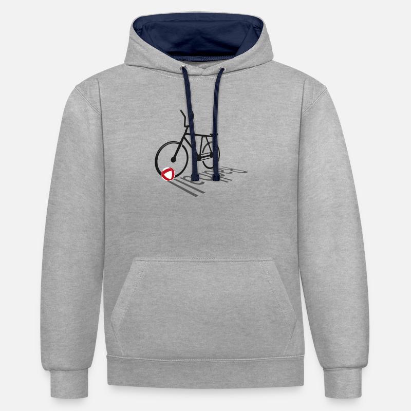 Cyclisme, Cyclball, Cyclisme en salle, Évolution - Sweat à capuche contrasté - gris chiné/bleu marine