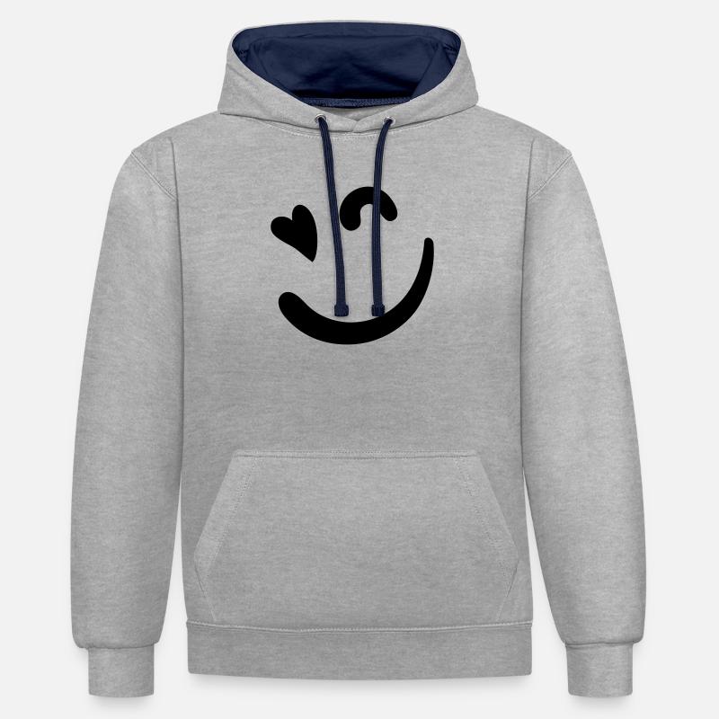 Logo Beacon – Vert néon - Sweat à capuche contrasté - gris chiné/bleu marine