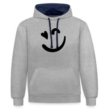 Beacon Logo – Neon Pink - Contrast hoodie - heather grey/navy - Front - Liana (172cm) & Jaron (178cm)