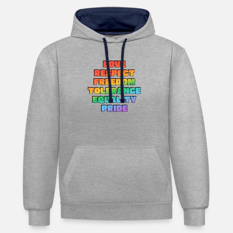 Valeurs de la fierté arc-en-ciel - Sweat à capuche contrasté - gris chiné/bleu marine
