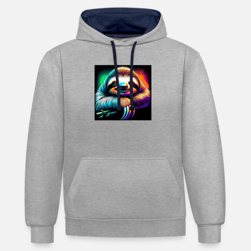 paresse - Sweat à capuche contrasté - gris chiné/bleu marine