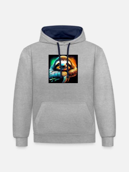 Faultier - Kontrast-Hoodie - Grau meliert/Navy