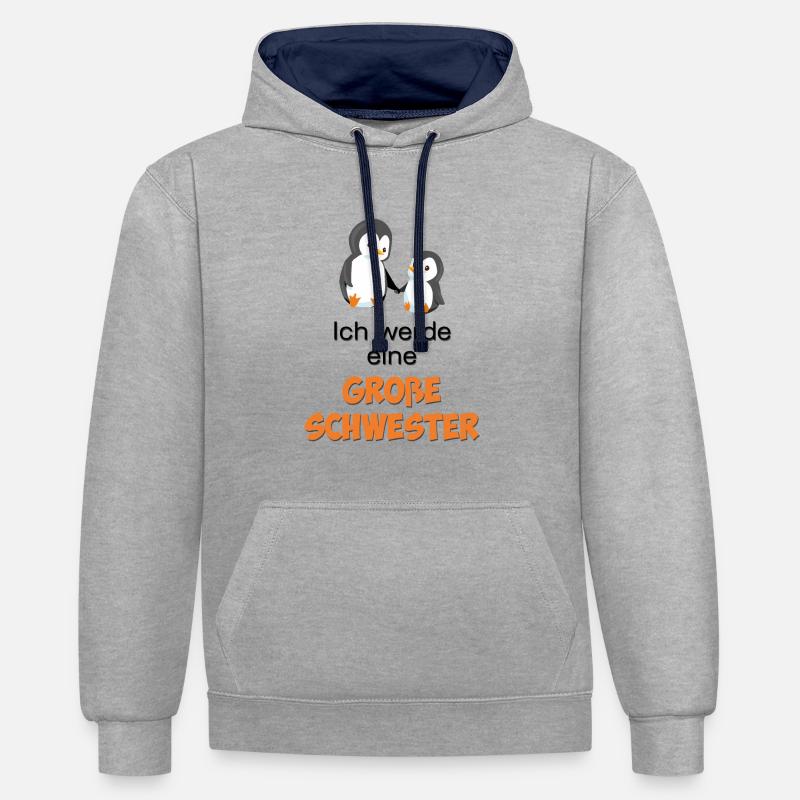 Ich werde eine große Schwester - Kontrast-Hoodie - Grau meliert/Navy