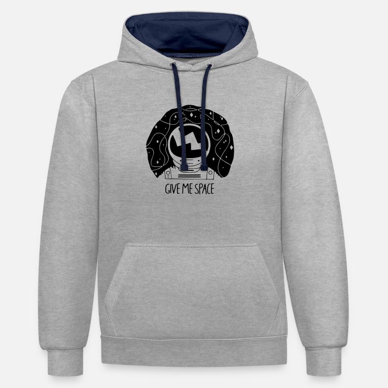 Donne-moi de l'espace - Sweat à capuche contrasté - gris chiné/bleu marine