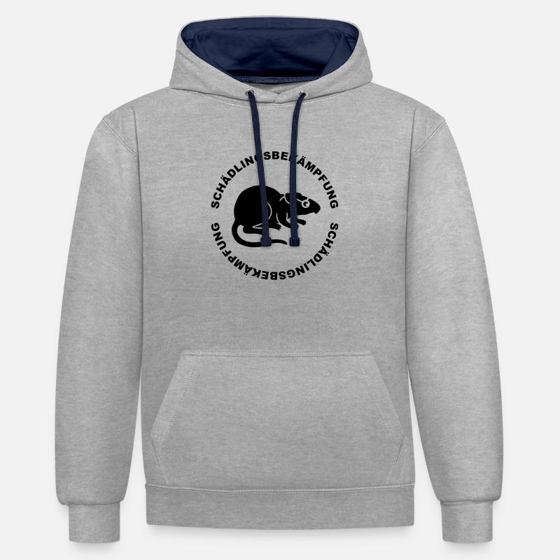 Schädlingdbekaempfung - Sweat à capuche contrasté - gris chiné/bleu marine