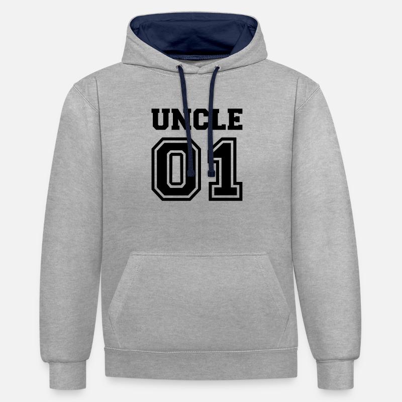 Oncle - Sweat à capuche contrasté - gris chiné/bleu marine