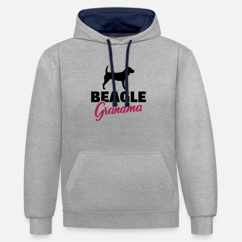 Beagle - Sweat à capuche contrasté - gris chiné/bleu marine