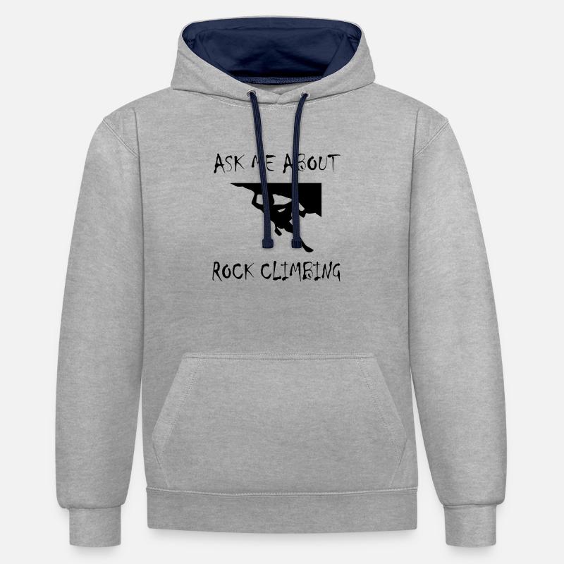 Escalade de bloc - Sweat à capuche contrasté - gris chiné/bleu marine