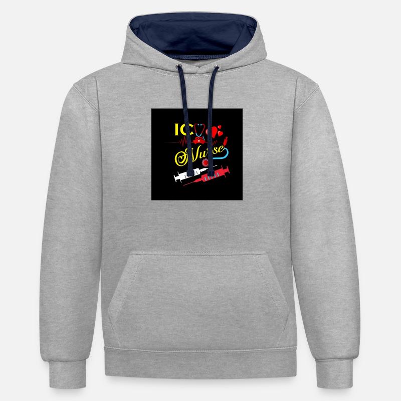 Conception de l’injection infirmière - Sweat à capuche contrasté - gris chiné/bleu marine