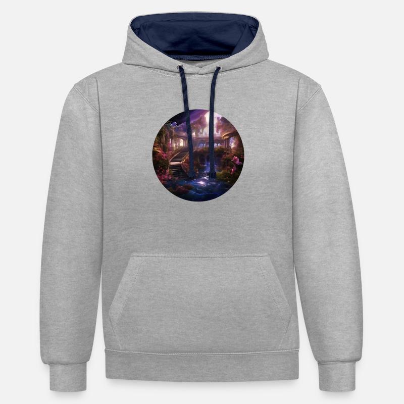 Astral Enchanté Starharbor - Sweat à capuche contrasté - gris chiné/bleu marine
