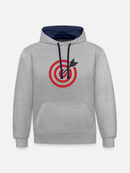 Bullseye Target Logo Symbol - Contrast hoodie - heather grey/navy