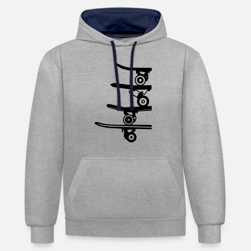 boards collection - Sweat à capuche contrasté - gris chiné/bleu marine