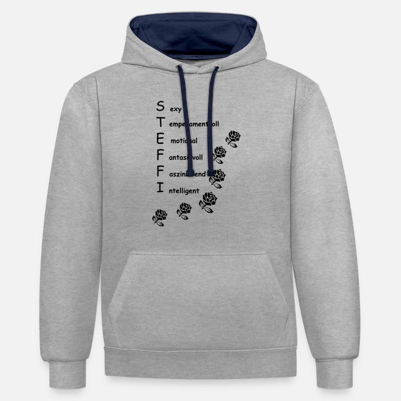 steffi2 - Kontrast-Hoodie - Grau meliert/Navy