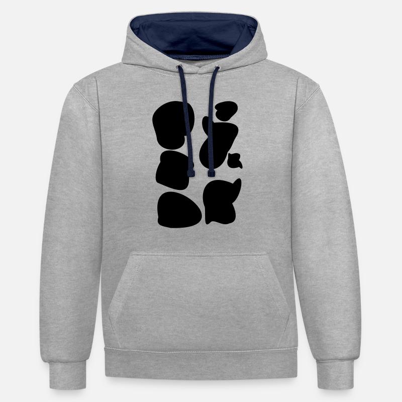 Mucca macchie macchie mucca di MOO moo mucca mucch - Felpa con cappuccio in contrasto cromatico - grigio melange/navy