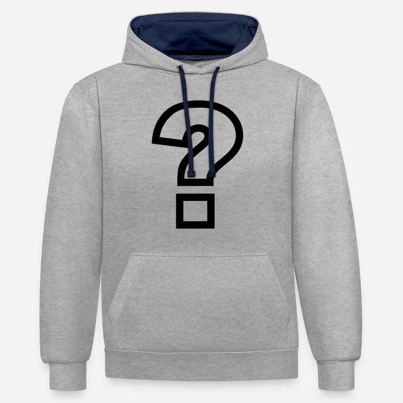 Point d'interrogation - Sweat à capuche contrasté - gris chiné/bleu marine