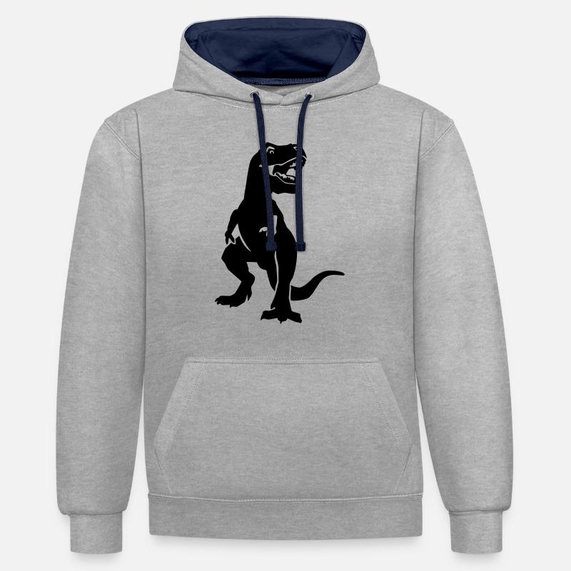T-Rex - Sweat à capuche contrasté - gris chiné/bleu marine