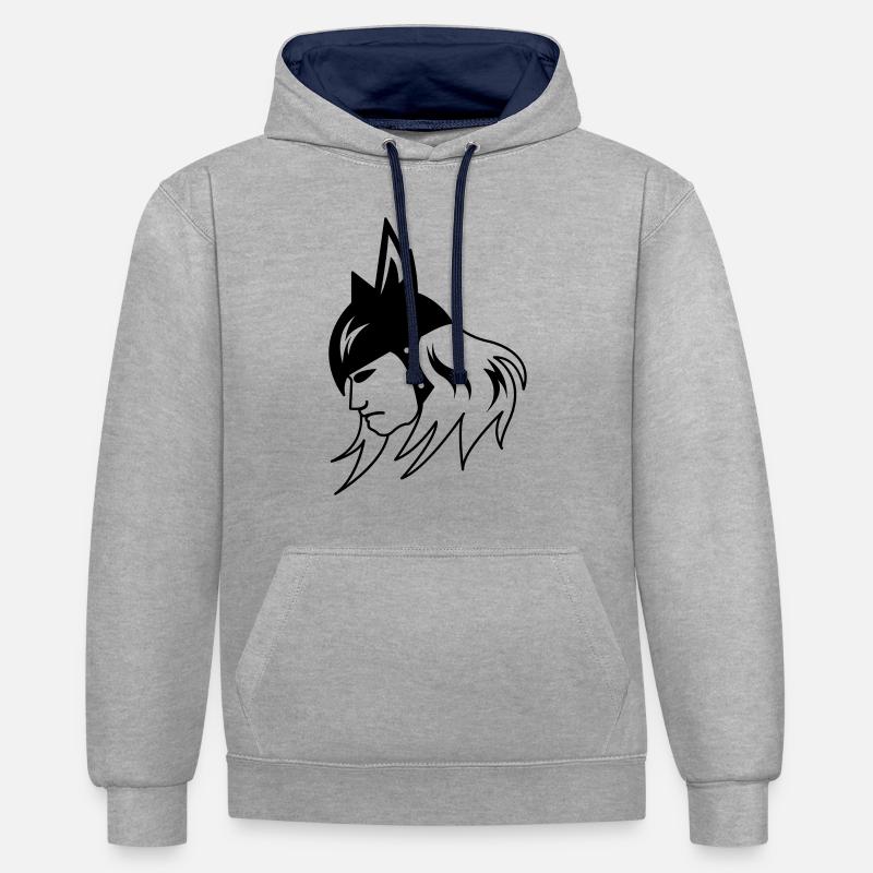 wikinger_1 - Sweat à capuche contrasté - gris chiné/bleu marine