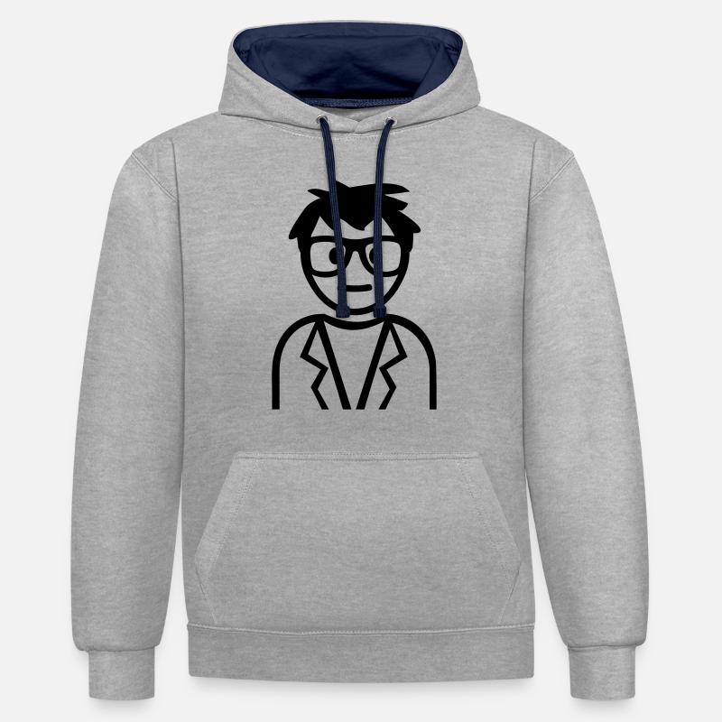 Nerd - Sweat à capuche contrasté - gris chiné/bleu marine