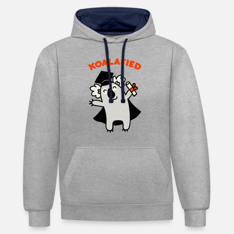 Koalafied - Sweat à capuche contrasté - gris chiné/bleu marine