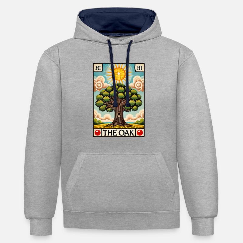 Le chêne - Sweat à capuche contrasté - gris chiné/bleu marine