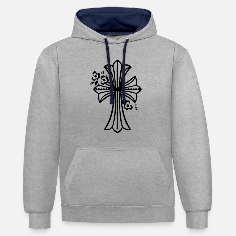 Intersection - Sweat à capuche contrasté - gris chiné/bleu marine