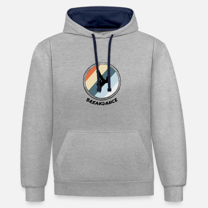 Breakdance - Sweat à capuche contrasté - gris chiné/bleu marine