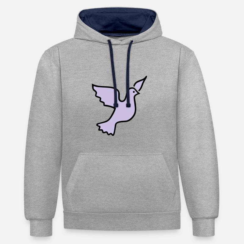 colombe - Sweat à capuche contrasté - gris chiné/bleu marine