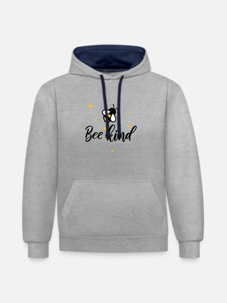 Bee kind sparkle - Contrast hoodie - heather grey/navy
