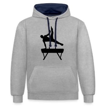 Turner, Turnen - Kontrast-Hoodie - Grau meliert/Navy - Vorne - Liana (172cm) & Jaron (178cm)