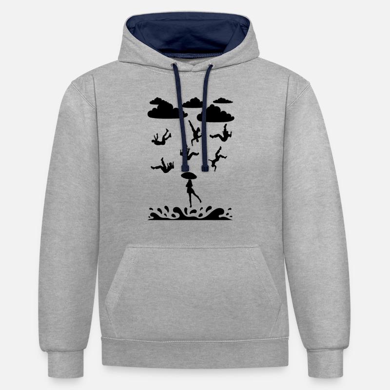 C’est un bon travail. - Sweat à capuche contrasté - gris chiné/bleu marine