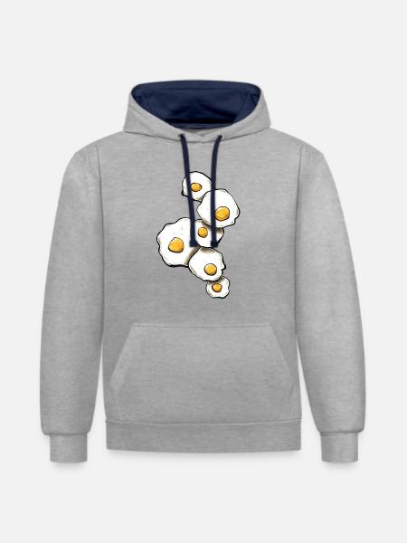 Fried eggs - Contrast hoodie - heather grey/navy