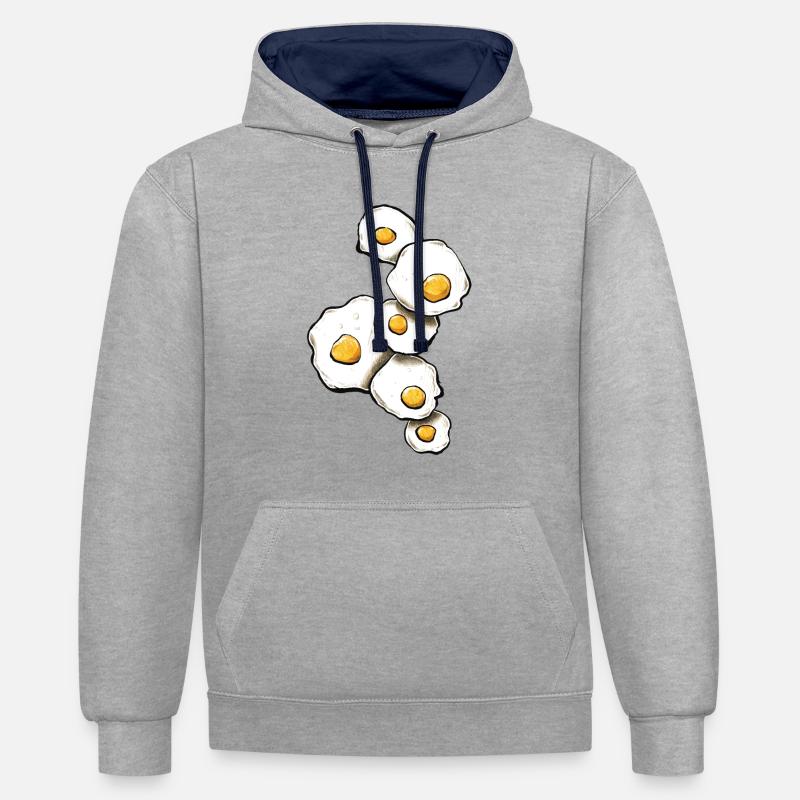 Œufs au plat - Sweat à capuche contrasté - gris chiné/bleu marine