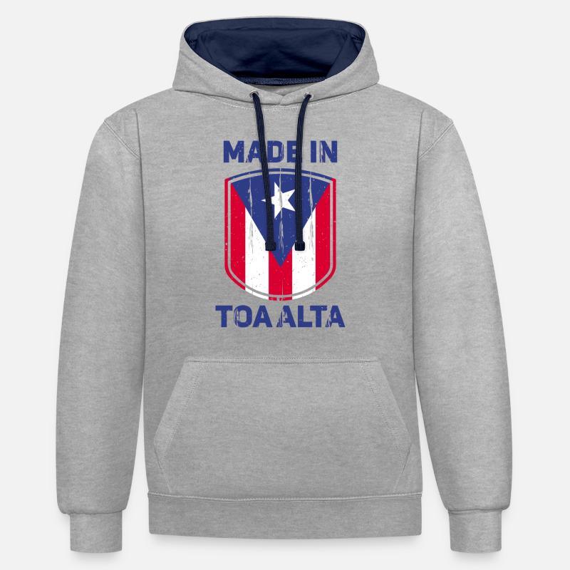 Toa Alta - Sweat à capuche contrasté - gris chiné/bleu marine