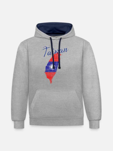 Taiwan - Kontrast-Hoodie - Grau meliert/Navy