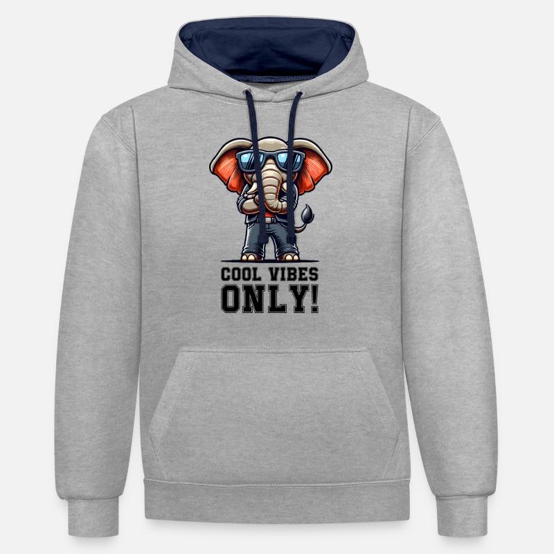 Elefant Comic cool - Kontrast-Hoodie - Grau meliert/Navy