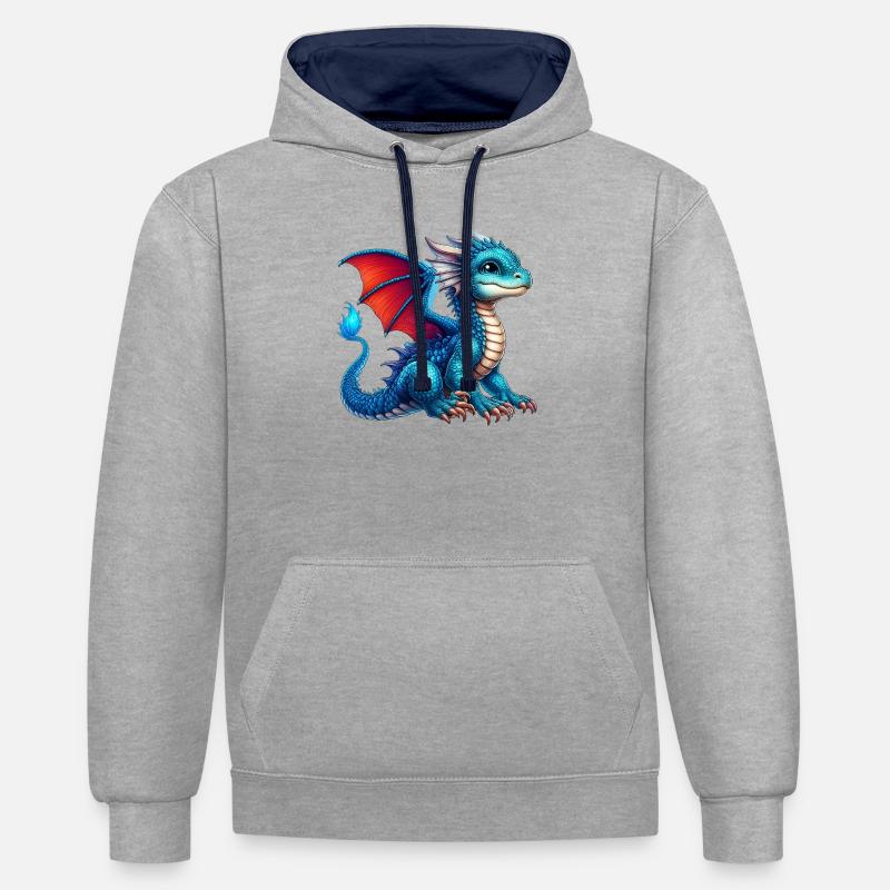 Dragon - Sweat à capuche contrasté - gris chiné/bleu marine