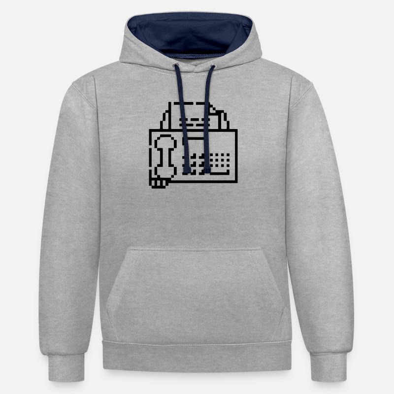 Fax (Mac OS 7) - Kontrast-Hoodie - Grau meliert/Navy
