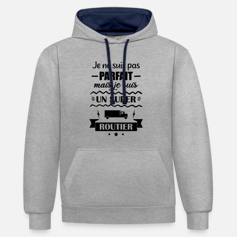 Super Chauffeur Routier Camion - Sweat à capuche contrasté - gris chiné/bleu marine