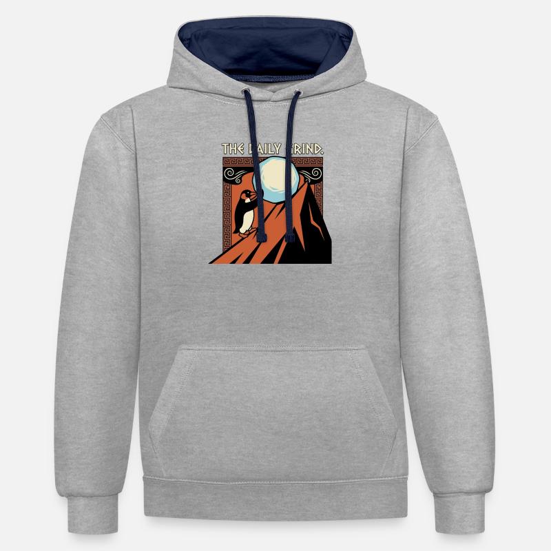 La routine quotidienne - Sweat à capuche contrasté - gris chiné/bleu marine