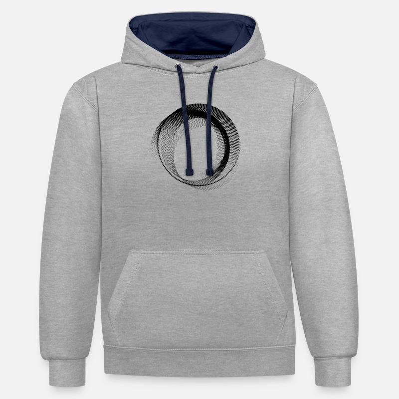 Forme circulaire abstraite - Sweat à capuche contrasté - gris chiné/bleu marine
