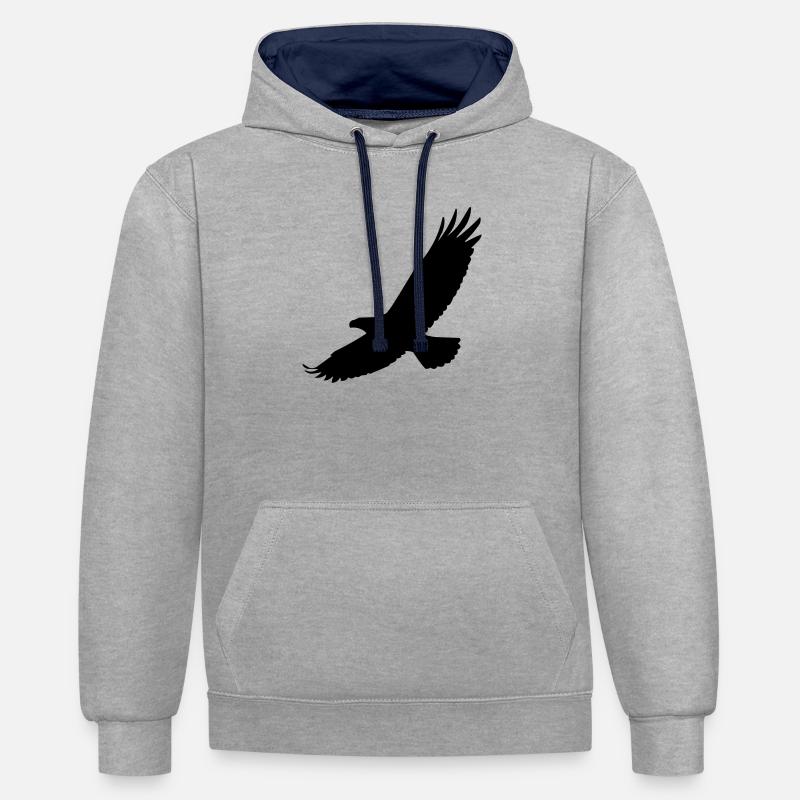 Faucon en vol - Sweat à capuche contrasté - gris chiné/bleu marine