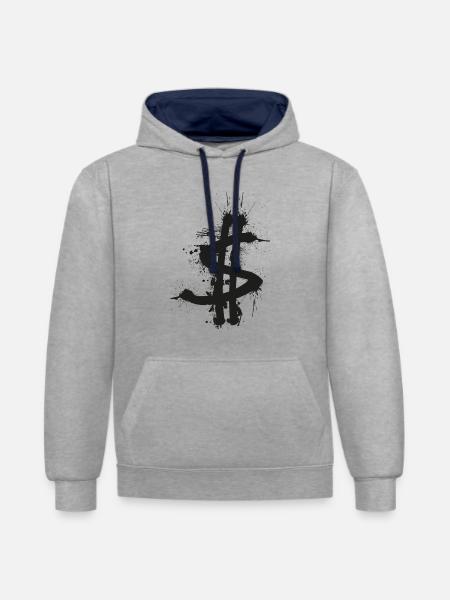 BTBR$ Dollar Splash - Contrast hoodie - heather grey/navy