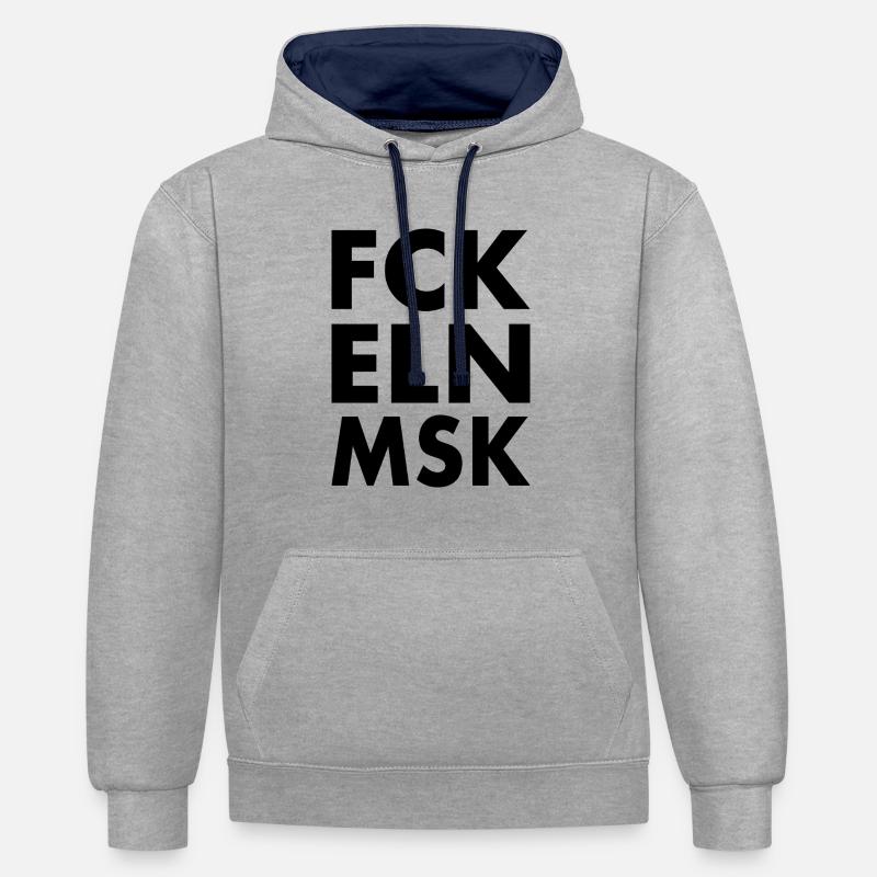 Fck eln msk - Sweat à capuche contrasté - gris chiné/bleu marine
