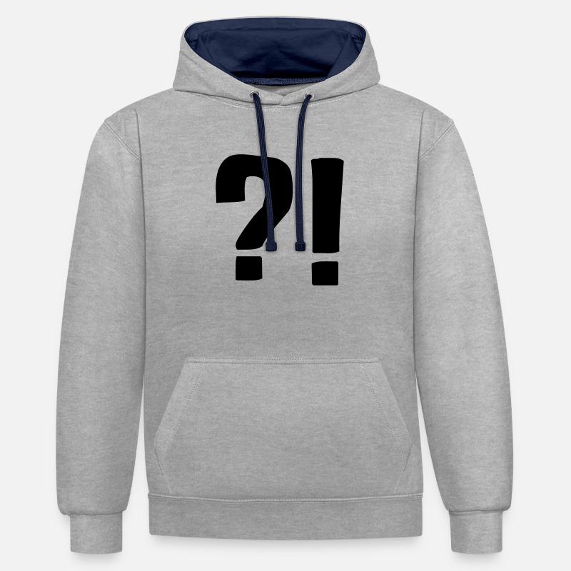 Point d'interrogation ??!!! - Sweat à capuche contrasté - gris chiné/bleu marine