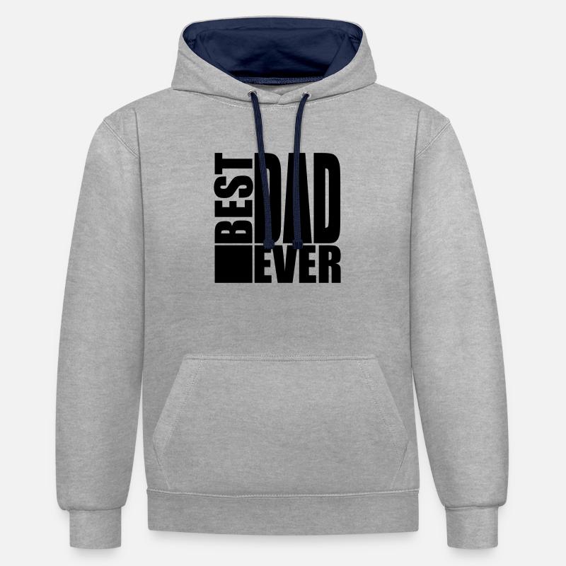 Best Dad Ever Logo Design - Sweat à capuche contrasté - gris chiné/bleu marine