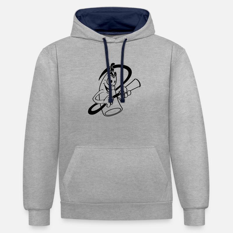 extinctoon - Sweat à capuche contrasté - gris chiné/bleu marine